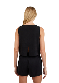 Sleeveless Boat Neck Split Back