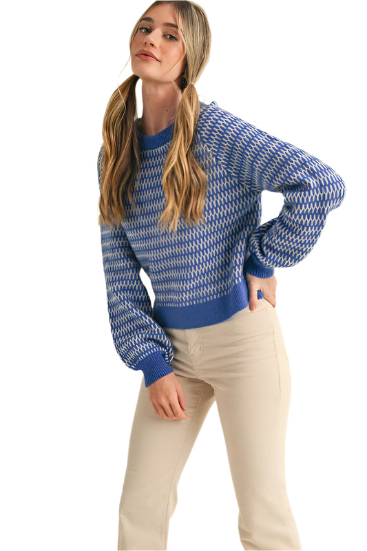 Geometric Stripe Knit Sweater