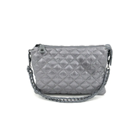 Quilted Crossbody w/ Chain, Pewter