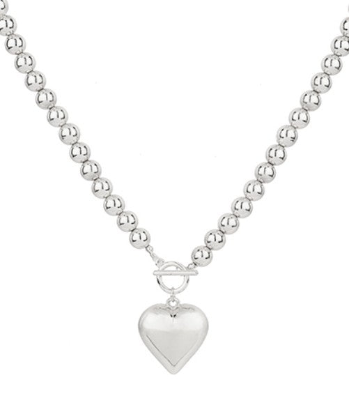 Bold Heart CCB Ball Necklace
