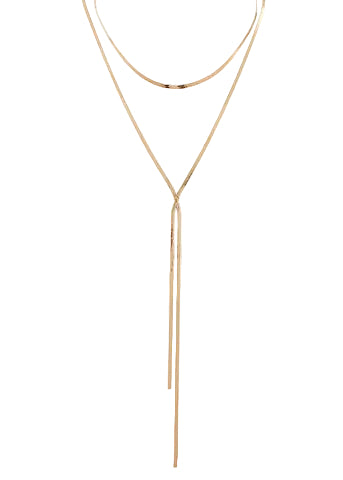 2 Snake Chain Necklaces Set - Gold