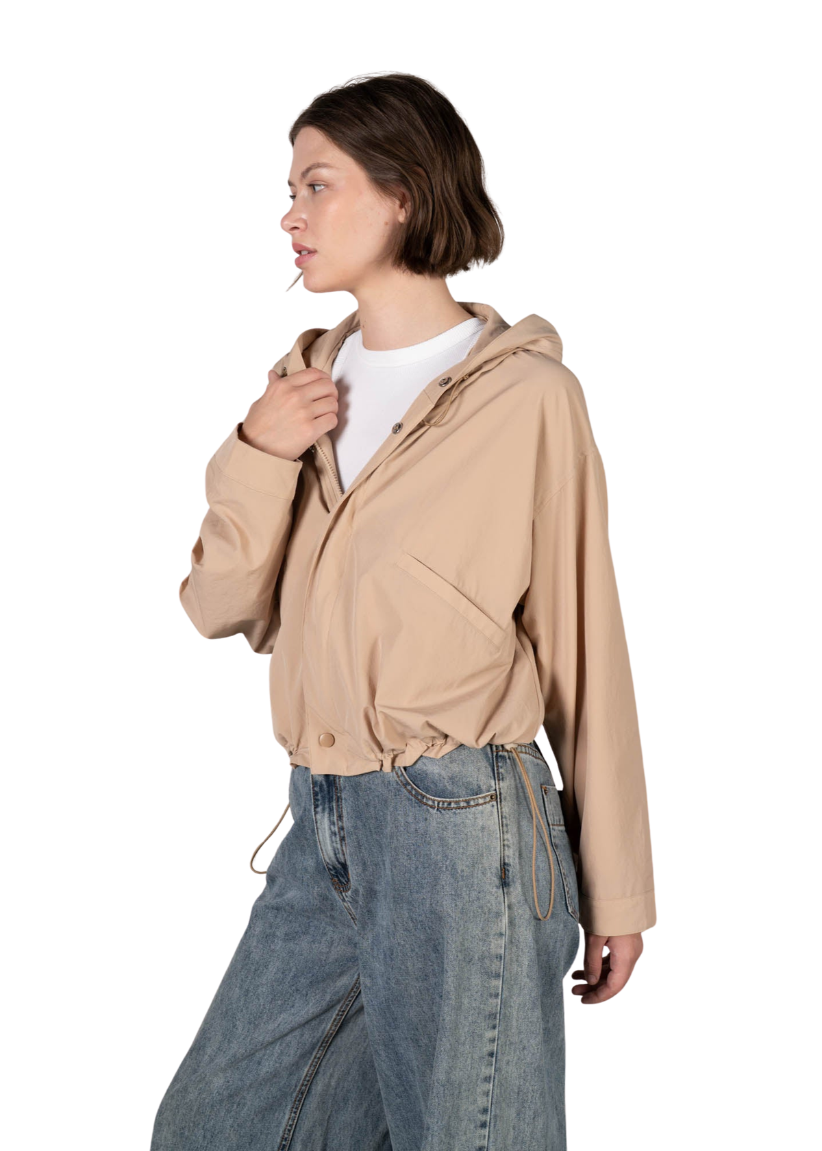 Oversize Semi-Cropped Hoodie Windbreaker