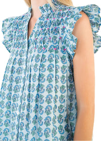 Flutter Sleeve Floral Pattern Top