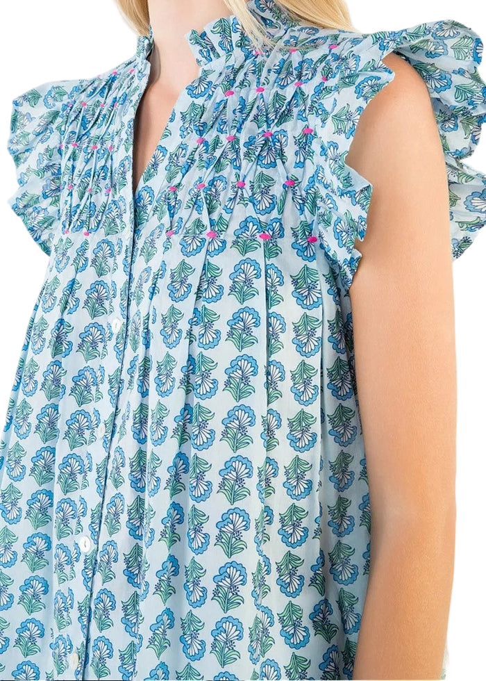 Flutter Sleeve Floral Pattern Top