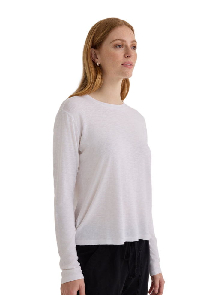 Long Sleeve Crew Neck Tee - White