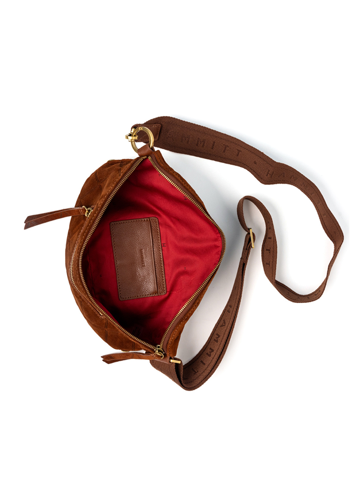 Charles Crossbody Med - Chocolate Diamond Suede with Antique Gold