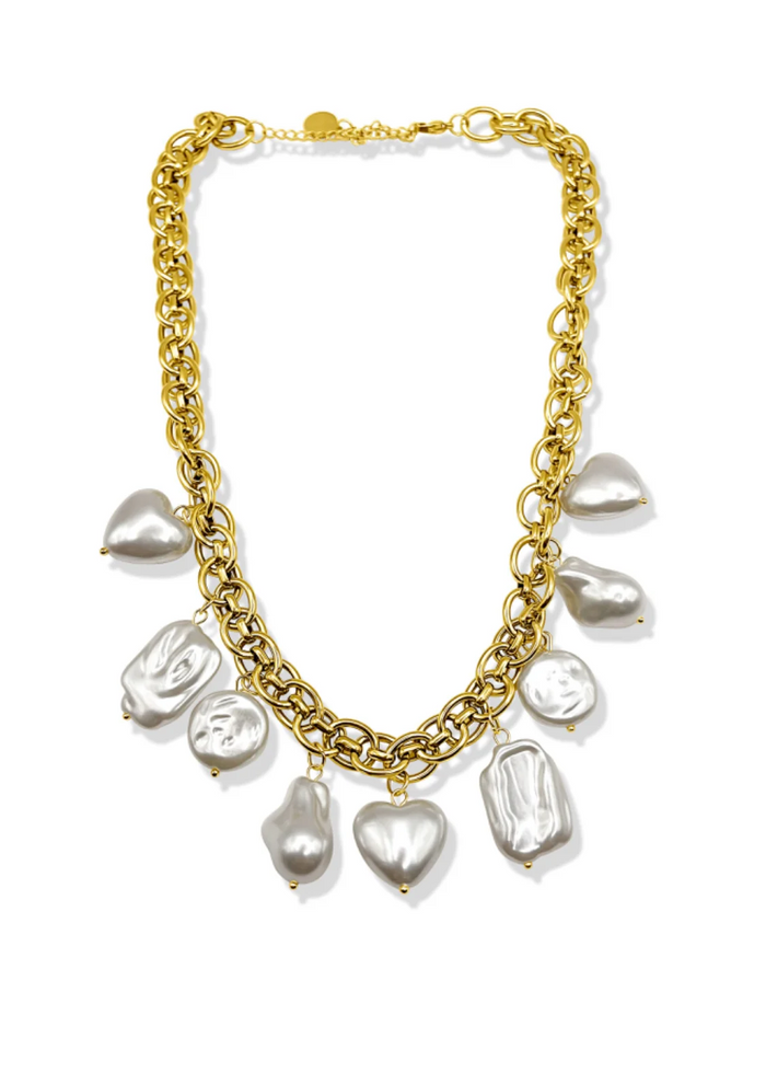 Jolie Chunky Pearl Charm Necklace