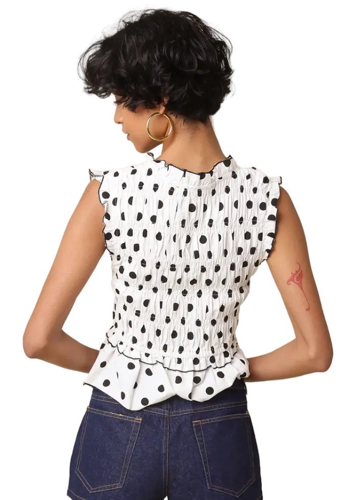 Lucia Polka Dot Ruffle Peplum Top