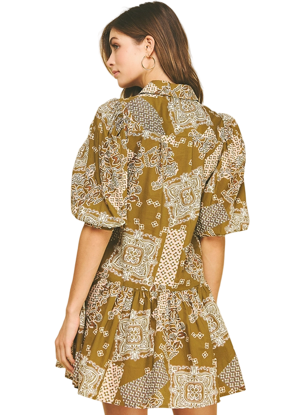 Print Tiered Mini Dress