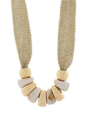 Trapezoid Bead Mesh Fabric Necklace