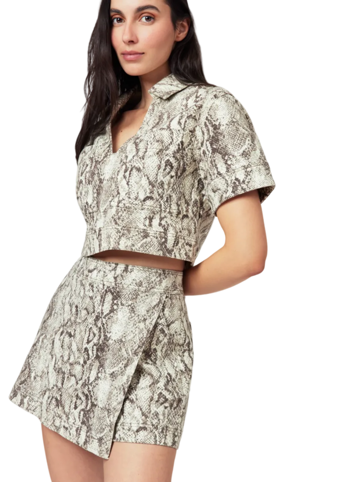 Snakeskin Popover Top