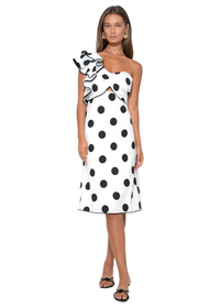 Cailyn One Shoulder Ruffle Midi Dress