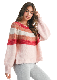 Striped Chunky Knit Pullover Sweater