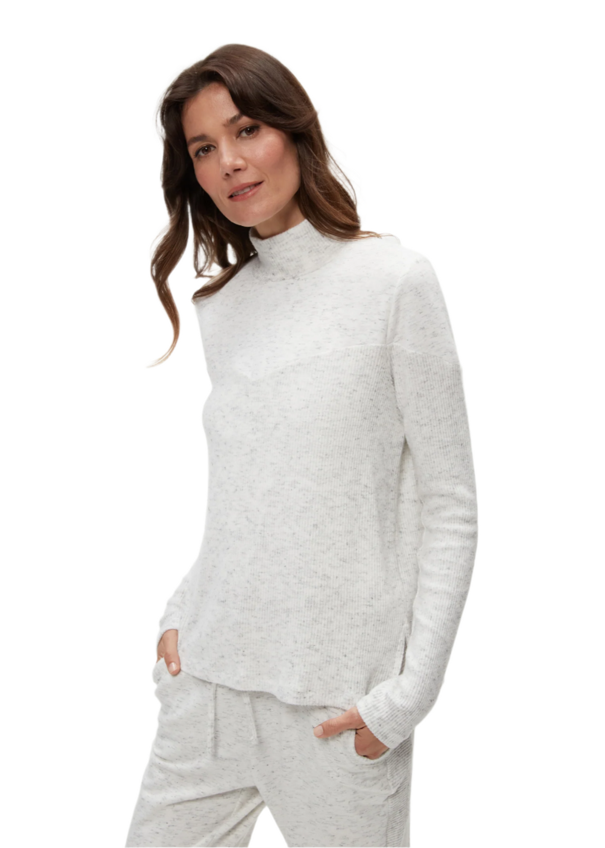 Bruna Rib Mix Mock Neck