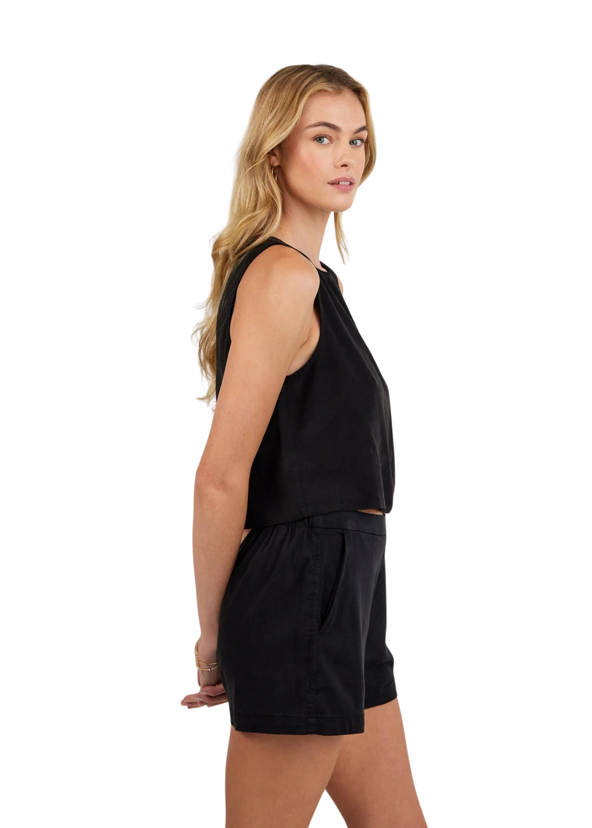 Sleeveless Boat Neck Split Back