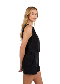 Sleeveless Boat Neck Split Back