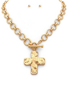 Chunky Cross & Chain Toggle Necklace Set