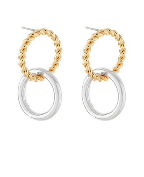 Link & Textured Circle Earrings