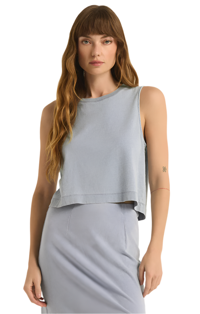 Sloane Jersey Denim Muscle Tank