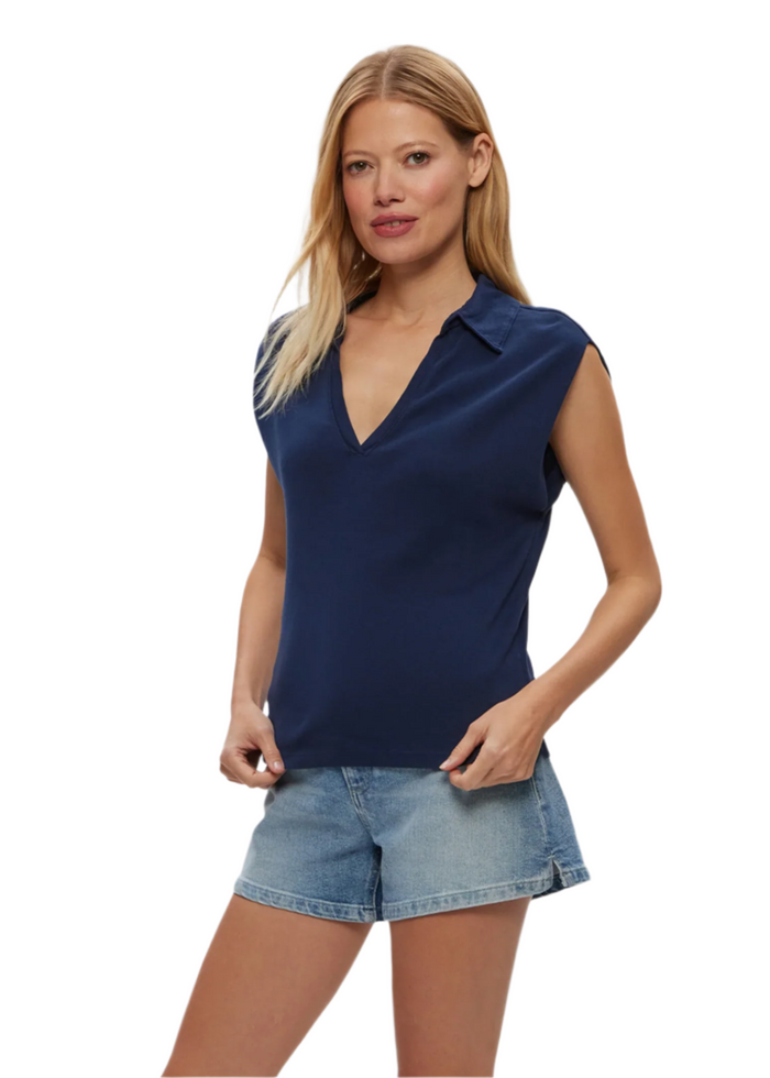 Faye Power Shoulder Polo
