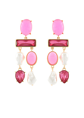 Linear Oval & Baguette Earrings