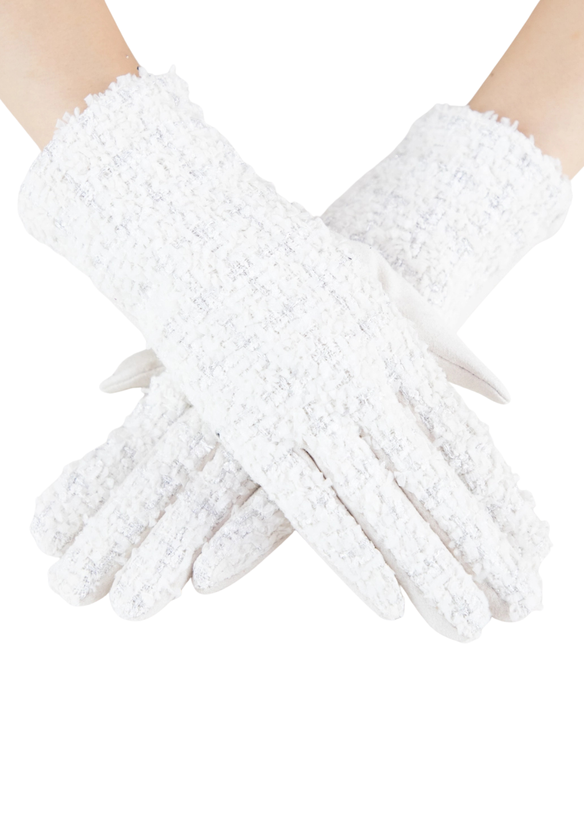 Shimmering Tweed Suede Gloves