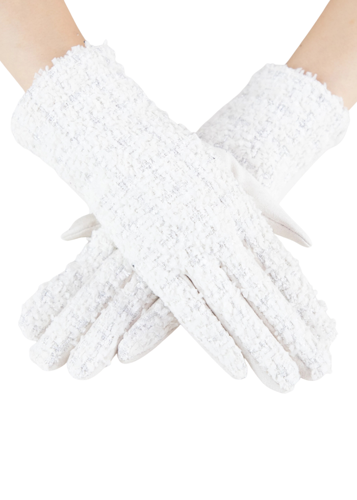 Shimmering Tweed Suede Gloves