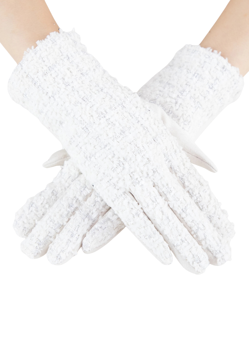 Shimmering Tweed Suede Gloves
