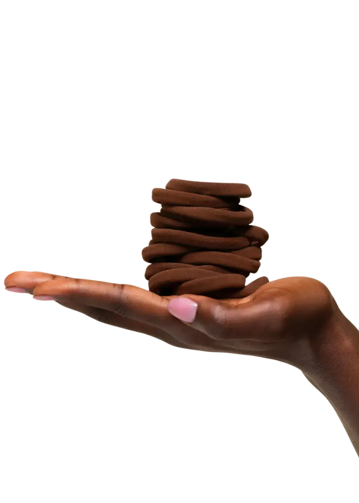 Fabric Seamless Hair Elastics 20pc Set - Chocolate