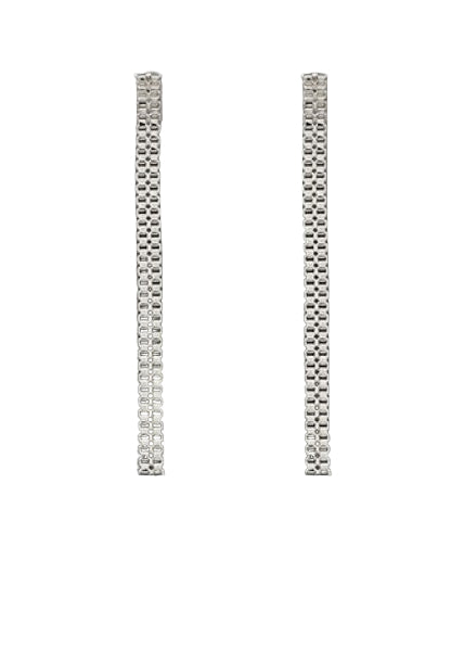 Snake Chain Drop Earrings | Rhodium