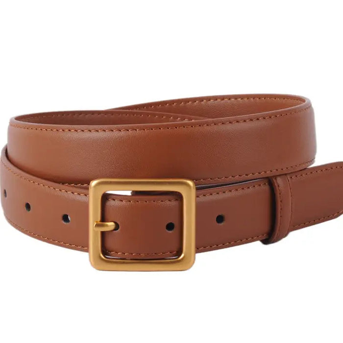 Basic Essential Leather Belt with Square Buckle