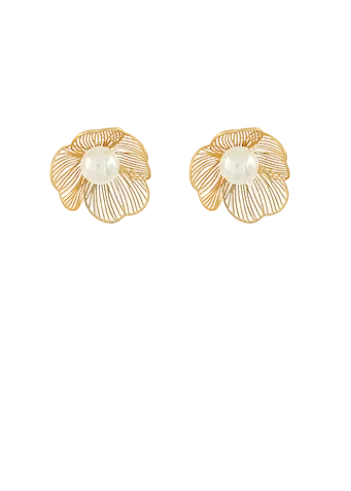 Filigree Pearl Stud Earrings