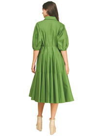 Button Down Tiered Midi Dress