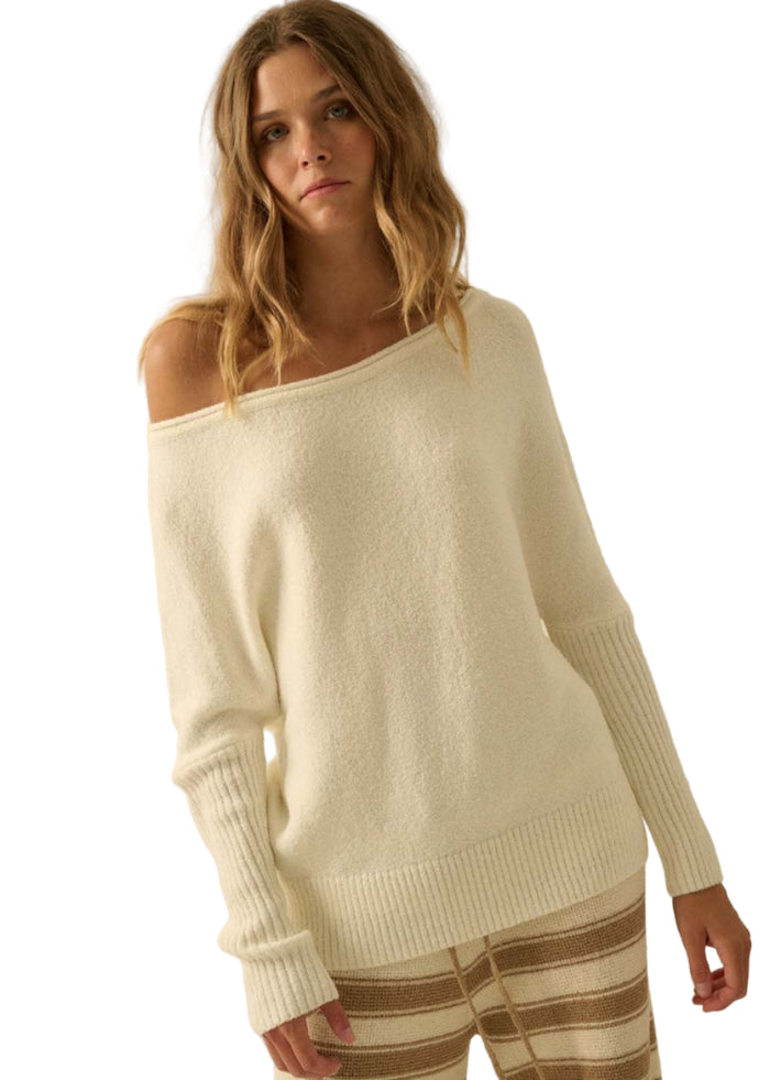 One-Shoulder Boatneck Dolman Sweater
