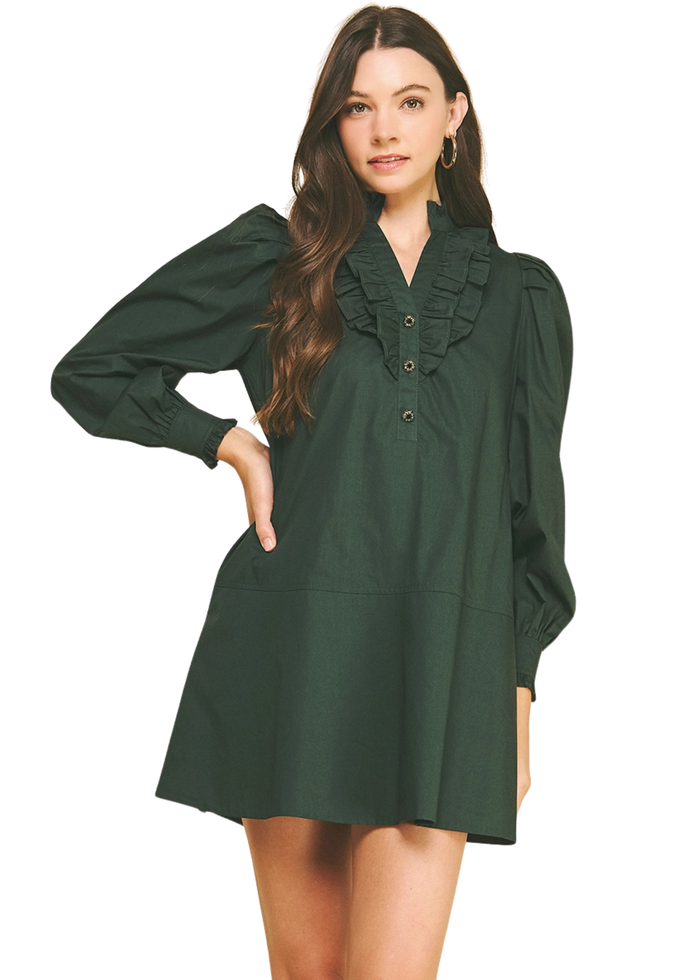 Ruffled Detail Mini Dress