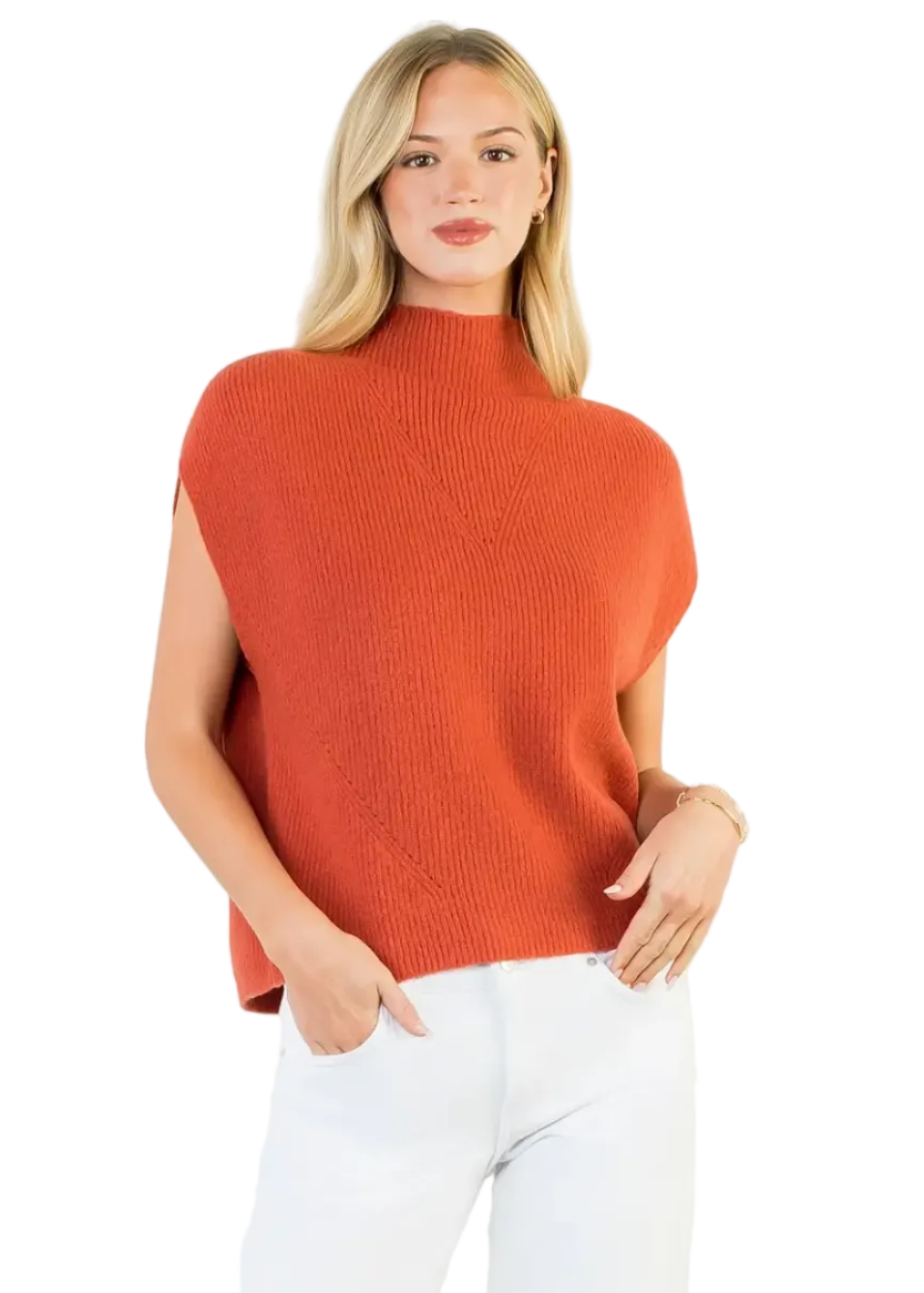 Sleeveless Mock Neck Knit Top