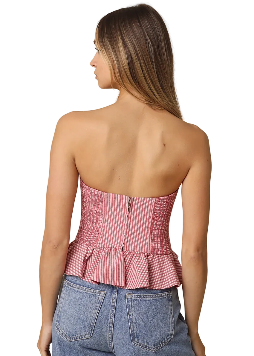 Melly Striped Peplum Tube Top