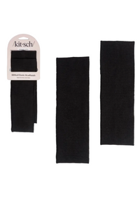 Ribbed Elastic Headbands 2pc Set - Black