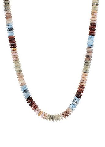 Rondelle Marble Bead Necklace - Dark Multi