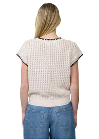 Contrast Trim Short Sleeve Sweater