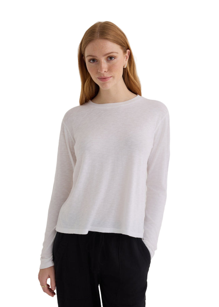 Long Sleeve Crew Neck Tee - White
