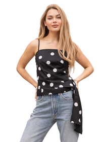 Draped Polka Corset Tube Top