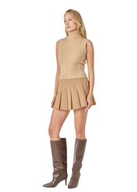 Cable Mock Neck Knit Top