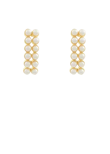Pearl Beaded Bar Earrings