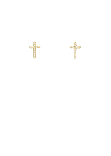 CZ Cross Brass Studs