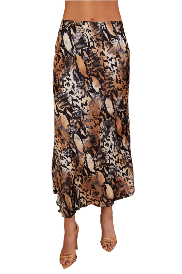 Digital Snake Print Silky Skirt