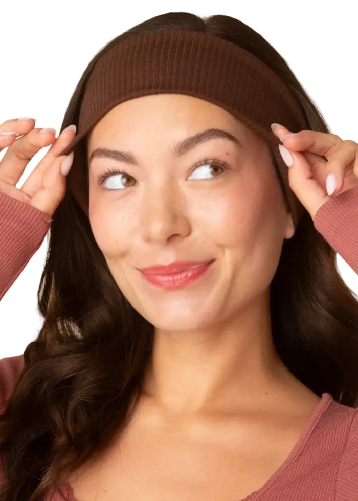 Ribbed Elastic Headbands 2pc Set - Mocha & Chocolate