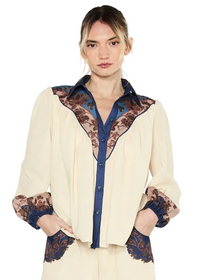 Sayla Engineer Print Button Down Blouse