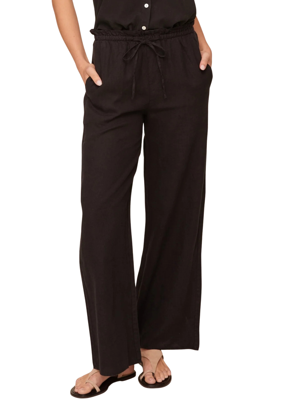 Ruffle Waist Wide Leg Pant