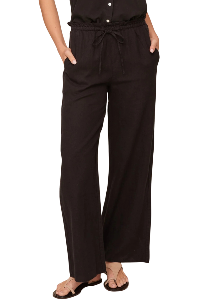 Ruffle Waist Wide Leg Pant